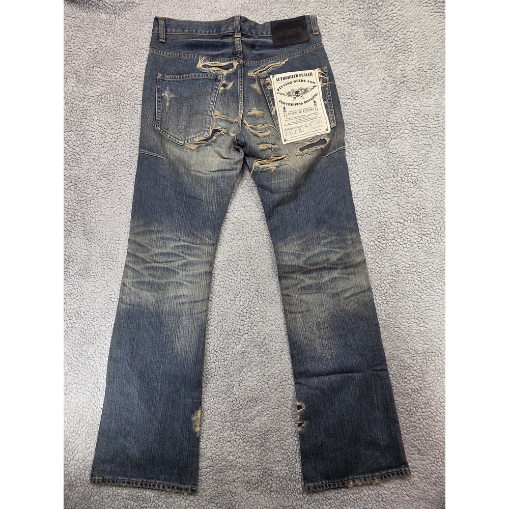 Vtg‎ Ego Tripping Mens Jeans 32x32 Blue Straight Leg Medium Wash Punk Distressed